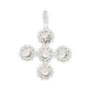 Mini ciondolo croce 9x7 mm con Ossido di zirconio 1.3 mm Placcatura argento fino - Crystal x1|raw }}