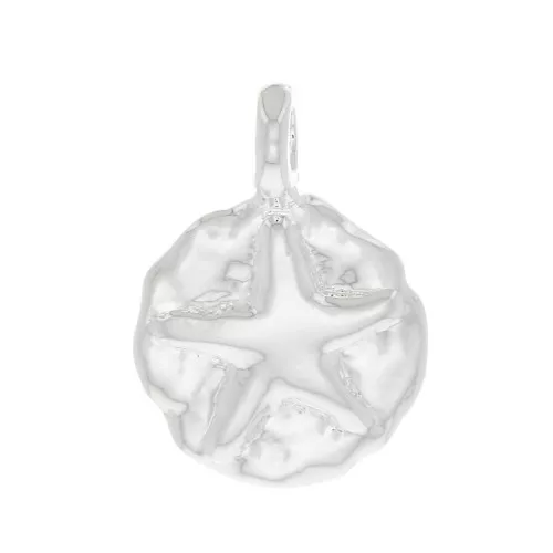 Ciondolo tondo irregolare stella del mare 9 mm - Placcatura argento fino x1