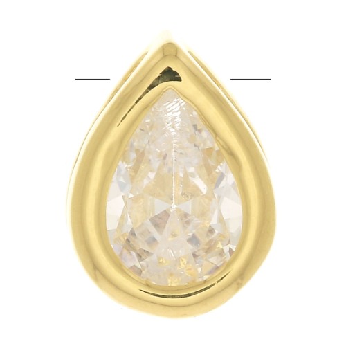 Pendente goccia con Ossido di zirconio 9x6 mm - Dorato con oro fino - Crystal x1