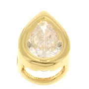 Pendente goccia con Ossido di zirconio 9x6 mm - Dorato con oro fino - Crystal x1