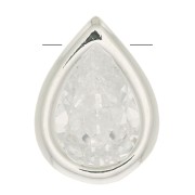 Pendente goccia con Ossido di zirconio 9x6 mm - Placcatura argento fino  - Crystal x1