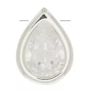 Pendente goccia con Ossido di zirconio 9x6 mm - Placcatura argento fino  - Crystal x1