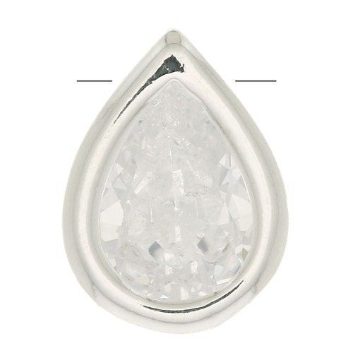 Pendente goccia con Ossido di zirconio 9x6 mm - Placcatura argento fino  - Crystal x1