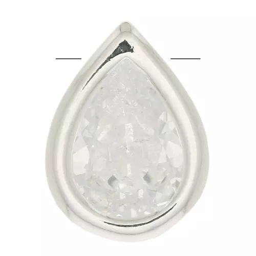 Pendente goccia con Ossido di zirconio 9x6 mm - Placcatura argento fino - Crystal x1