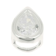 Pendente goccia con Ossido di zirconio 9x6 mm - Placcatura argento fino  - Crystal x1
