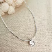 Pendente goccia con Ossido di zirconio 9x6 mm - Placcatura argento fino  - Crystal x1