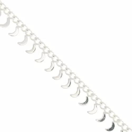 Catena maglia Rombo con piccole lune 6.75 mm - Placcatura argento fino x50cm