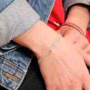 Catena maglia Rombo con piccole lune 6.75 mm - Placcatura argento fino x50cm