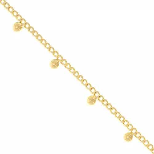 Catena maglia Rombo con palline 4.8 mm - Dorato oro fino x50cm