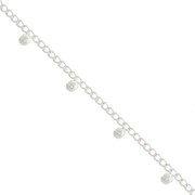 Catena maglia Rombo con palline 4.8 mm - Placcatura argento fino x50cm