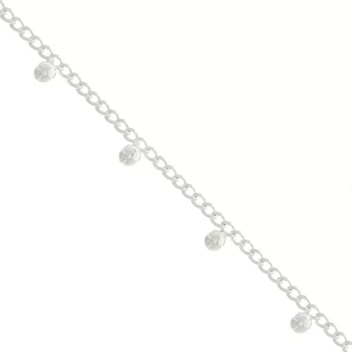 Catena maglia Rombo con palline 4.8 mm - Placcatura argento fino x50cm