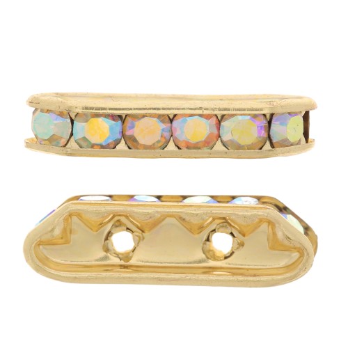 Ponte strass mm. 21x6 oro Crystal AB 2 fori x1