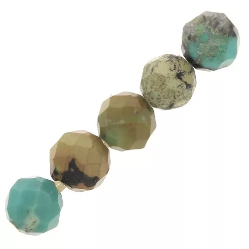 Perle tonde sfaccettate 3 mm Pietra gemma - Turchese naturale x25