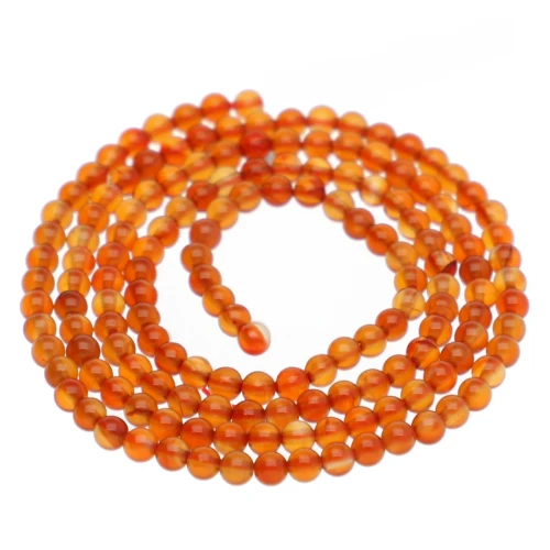 Perla rotonda da 2,5 mm in pietra semipreziosa - Corniola x39cm