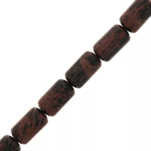 Perle tubo in pietra gemma 10x6 mm Ossidiana mogano x8