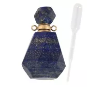 Flacone di profumo pendente in pietra gemma 36x20mm Lapis lazzuli Acciaio inoss x1