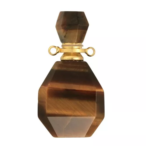 Flacone di profumo pendente 38x20mm - Occhio di tigre - Acciaio inox 304 Doratox1