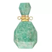 Amazzonite - Pendente in pietra semipreziosa 39x20 mm Amazonite Acciaio inossidabile Oro x1 Pendente in pietra semipreziosa 39x20 mm Amazonite Acciaio inossidabile Oro x1