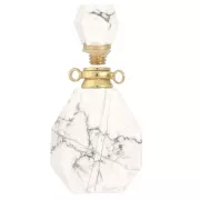 Flacone di profumo pendente in pietra gemma 38x20 mm - Howlite - Acciaio inox Dorato x1