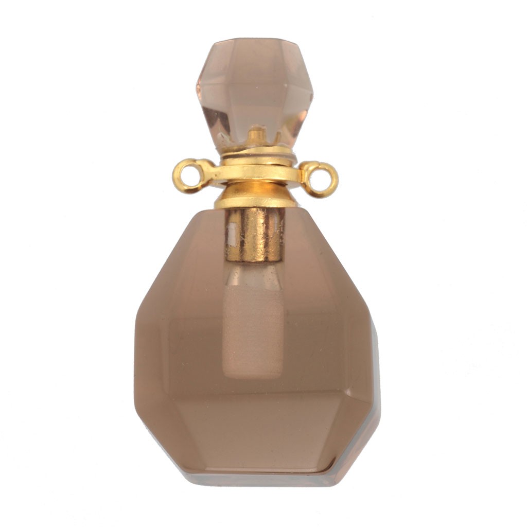 Flacone di profumo pendente in pietra gemma 37x20 mm - Quarzo affumicato  Dorato x1 - Perles \u0026 Co
