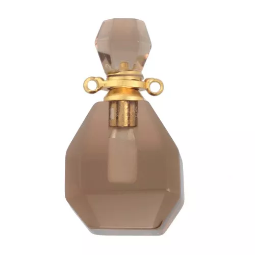 Flacone di profumo ciondolo gemma 37x20mm - Quarzo affumicato Acciaio inox oro x1