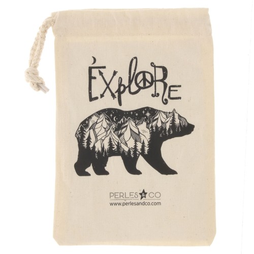 Sacchettino in cotone by Perles&Co - Explore - 140x210 mm - Beige - Nero x1