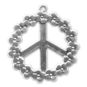 Pendente peace fiorito mm. 40 argentato antico x1