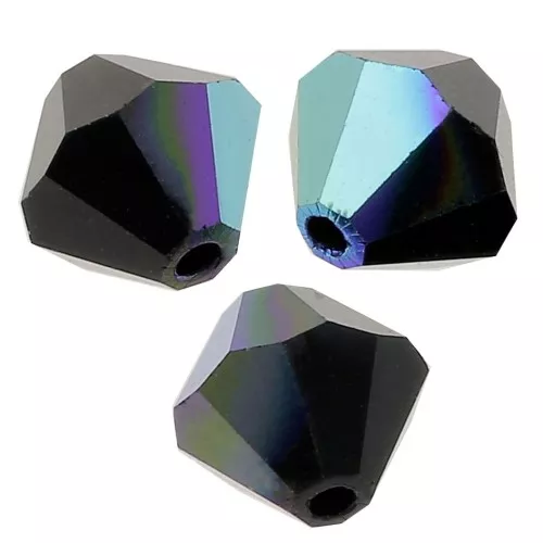 Biconi Preciosa 4 mm - MC Bead Rondell - Jet AB x30