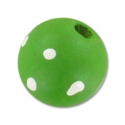 Perla tonda in legno mm. 16 Verde a pois x1|raw }}