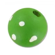 Perla tonda in legno mm. 16 Verde a pois x1