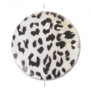 Disco piatto stampato Madreperla mm. 30 Leopard Nero/Bianco x1|raw }}