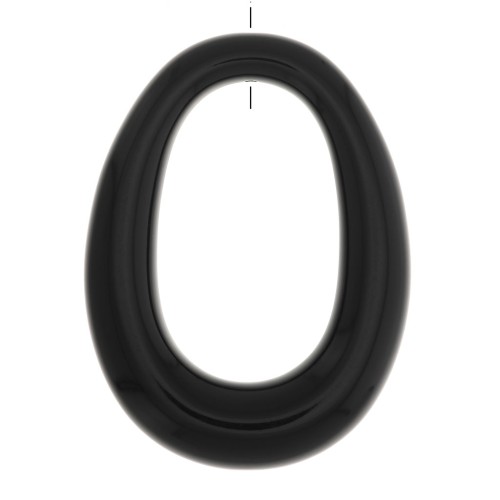Pendente ovale scavata in resina opaca 44x33 mm - Nero x1
