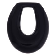 Pendente goccia scavata in resina opaca 33x27 mm - Nero x1