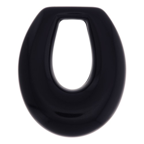 Pendente goccia scavata in resina opaca 33x27 mm - Nero x1