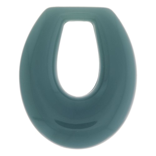 Pendente goccia scavata in resina opaca 33x27 mm - Celadon x1