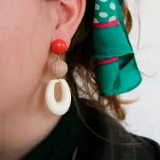 Pendente goccia scavata in resina 33x27 mm - Blu grigio marmo x1