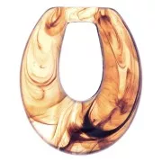 Pendente goccia scavata in resina 33x27 mm - Trasparente marmo marrone x1