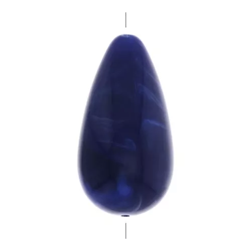 Perla pera in resina opaca 26x14 mm - Blu marina marmo x1