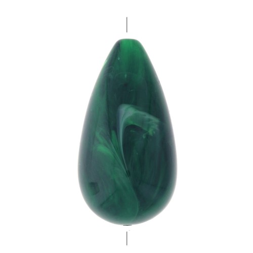 Perla pera in resina opaca 26x14 mm - Verde scuro marmo x1