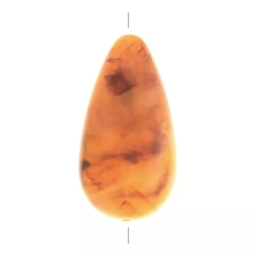 Perla in resina traslucida 26x14 mm - Albicocca marmorizzata x1