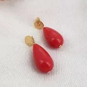 Perla in resina traslucida 26x14 mm - Albicocca marmorizzata x1