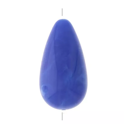 Perla pera in resina opaca 26x14 mm - Blu reale marmoé x1