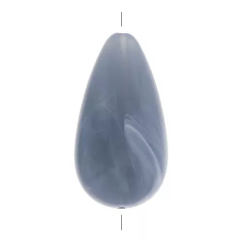 Perla pera in resina 26x14 mm - Blu grigio marmo x1