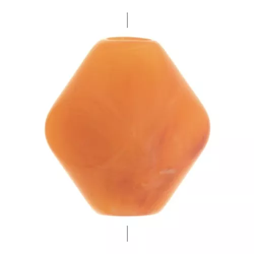 Perla a forma di diamante a effetto sfaccettato in resina traslucida 16x14 mm - marmo albicocca x1