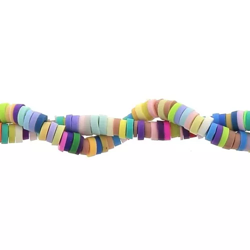 Perle rondelle in pasta polimerica Heishi 3x1 mm - Multicolore pastello x39cm