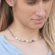 Perle rondelle in pasta polimerica Heishi 3x1 mm - Multicolore pastello x39cm