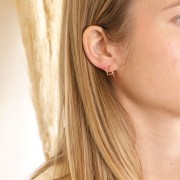 Orecchini doppio filo sottile design 15 mm - Placcato oro 3 micron x2