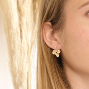 Orecchini trio di fiore 19x16 mm Anello aperto- Placcato oro 3 micron x2