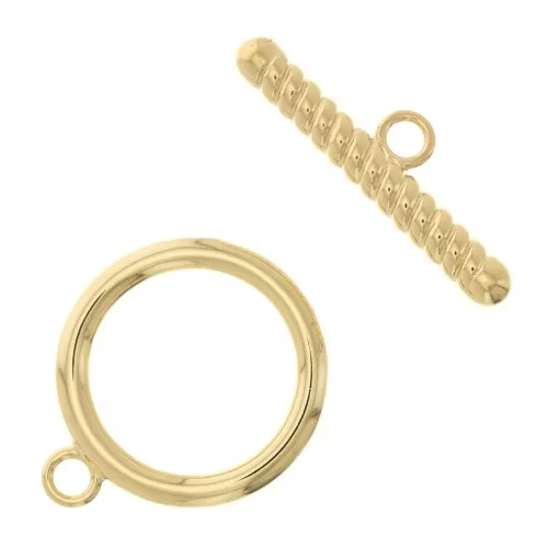 Chiusura T 20 mm -Barra intrecciata - Placcato oro 3 micron x1