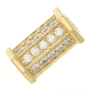 Perla cilindro con Ossido di zirconio 15x9.5 mm - Crystal - Placcato oro 3 micron x1